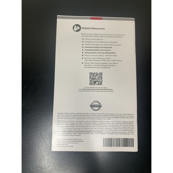 2015 Nissan Sentra Owners Kit  - Manual Service Maintenance Warranty Vehicle OEM - Picture 4 of 14